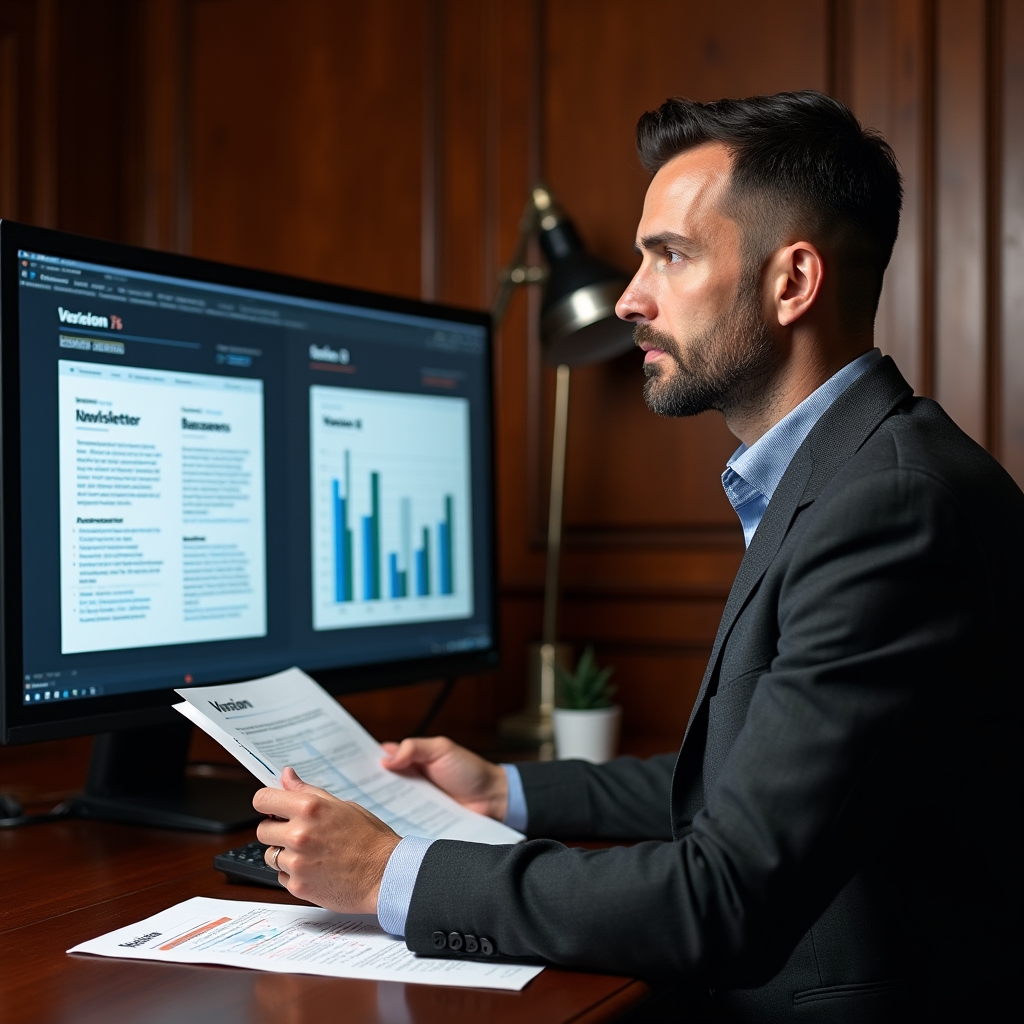 Analytik porovnává dvě verze e-mailového newsletteru na monitoru
